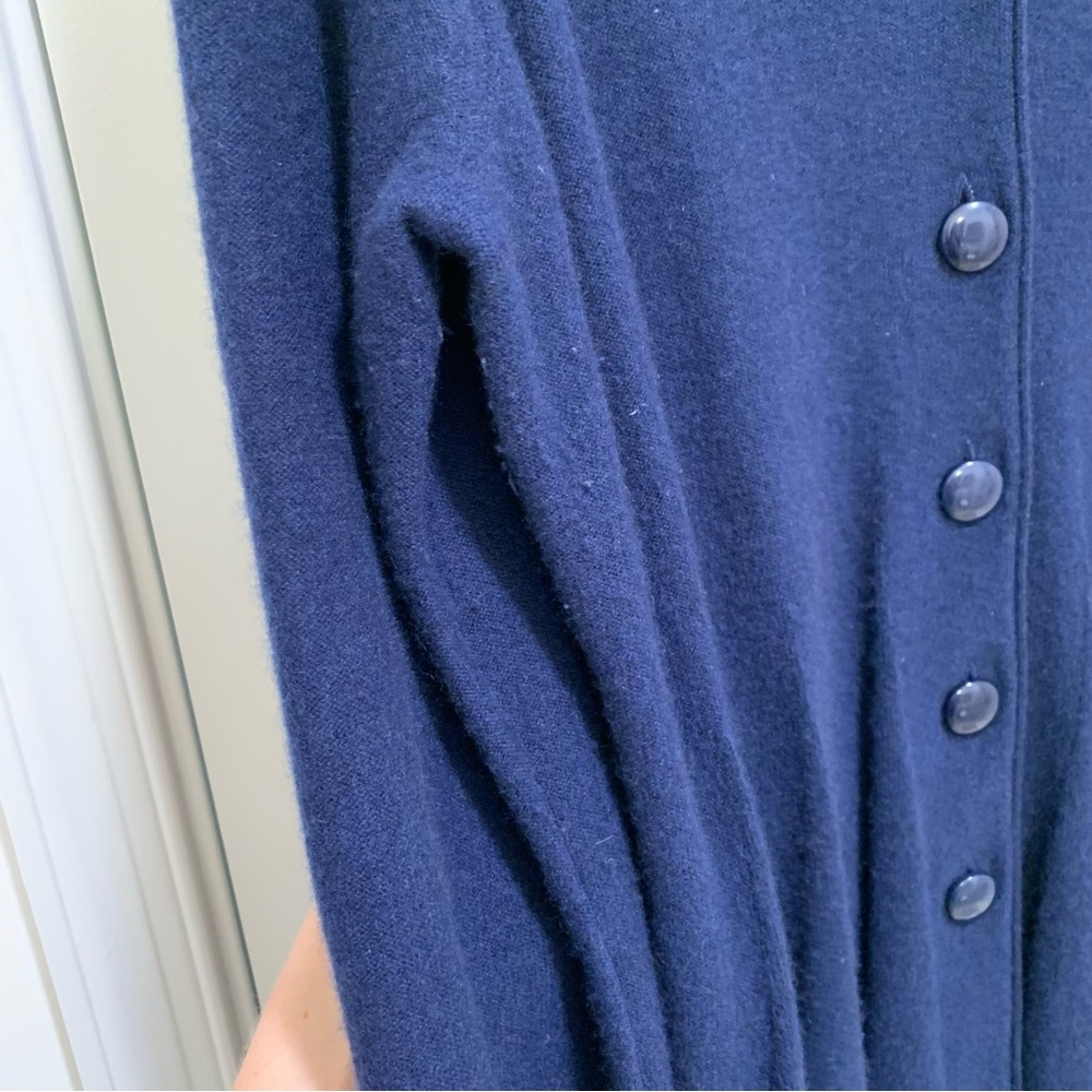Armani Collezioni Vintage Navy Blue 100% Cashmere Pleated Cardigan Size 12 - Picture 3 of 11